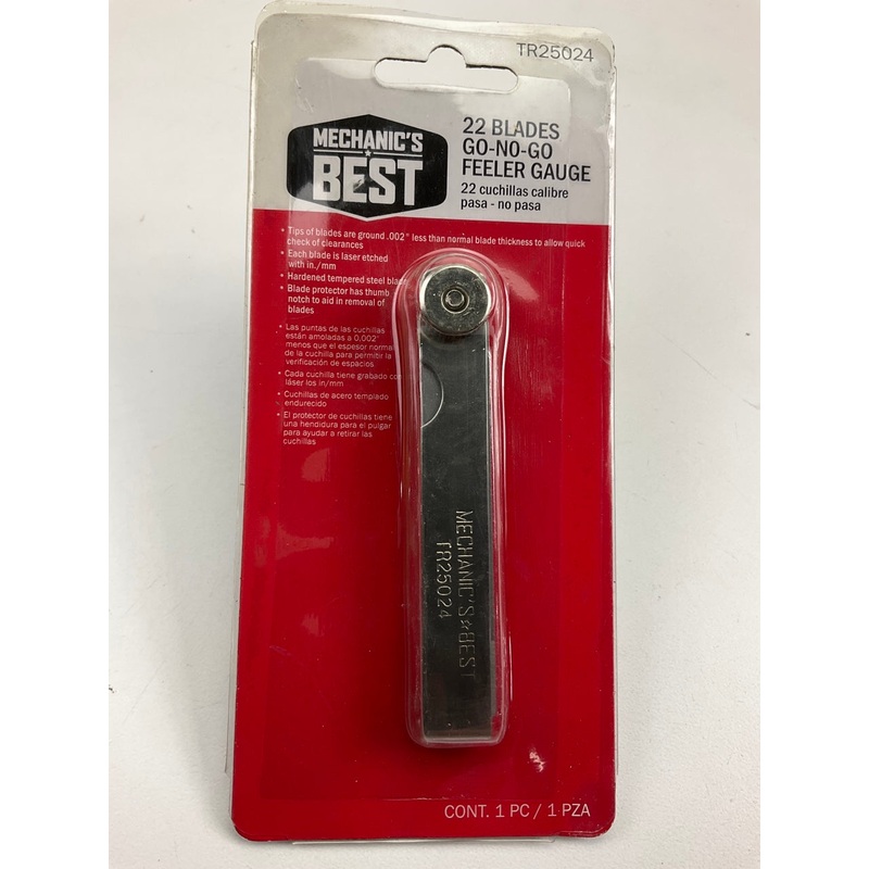 Mechanics Best TR25024 22 Blade Go-No-Go Feeler Gauge