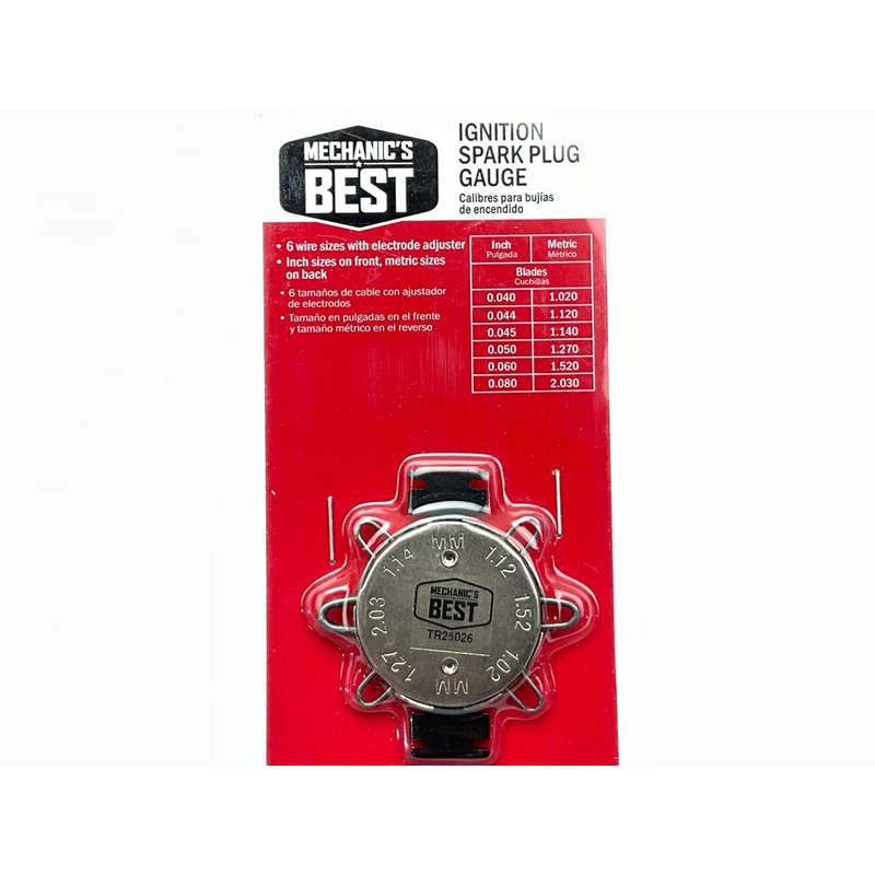 Mechanics Best TR25026 High-energy Ignition Spark Plug Gap Gauge, 6 Wire Sizes