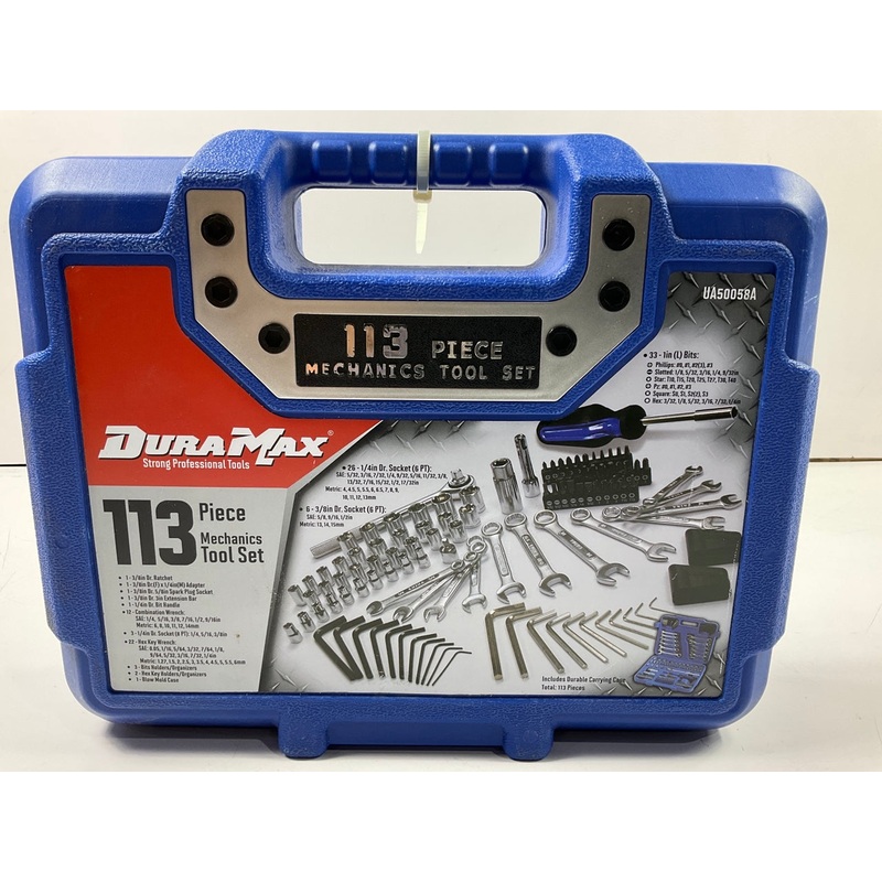 Dura Max UA50058A 113-Piece Mechanic Tool Set - Sockets Ratchet Bits Wrenches