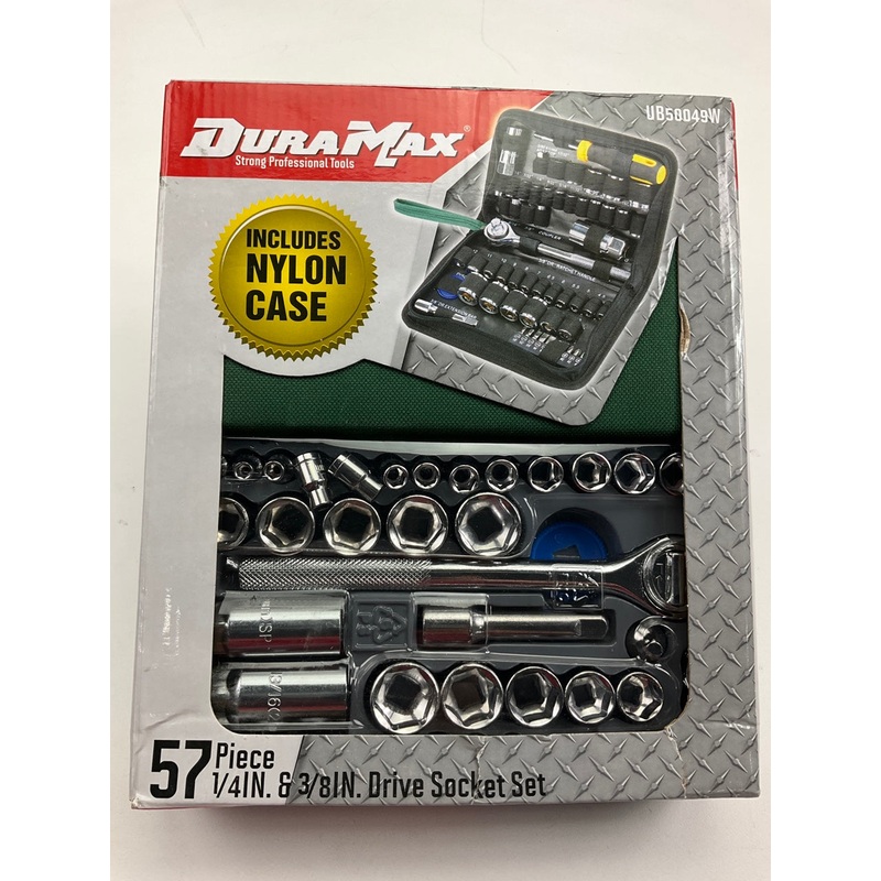 Dura Max UB50049W 57 Piece 1/4'' & 3/8'' Drive Socket Set In Zipper Nylon Bag