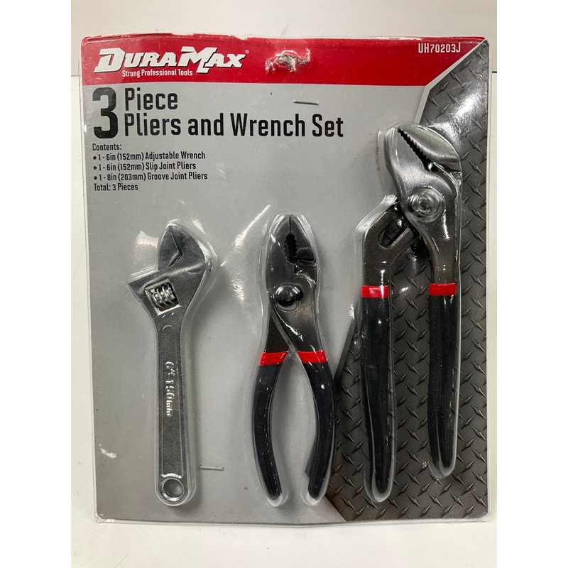 Dura Max UH70203J 3-Piece Hand Tool Set, Adjustable Wrench & Pliers