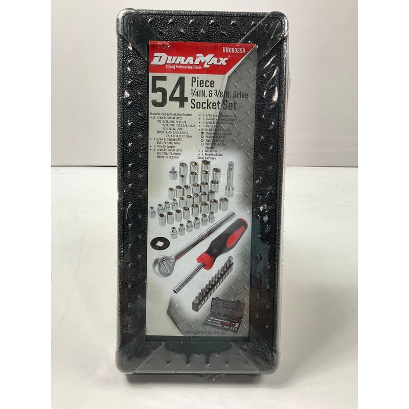 Dura Max UN00025A 54-Piece 1/4'' Drive & 3/8'' Drive Socket Set