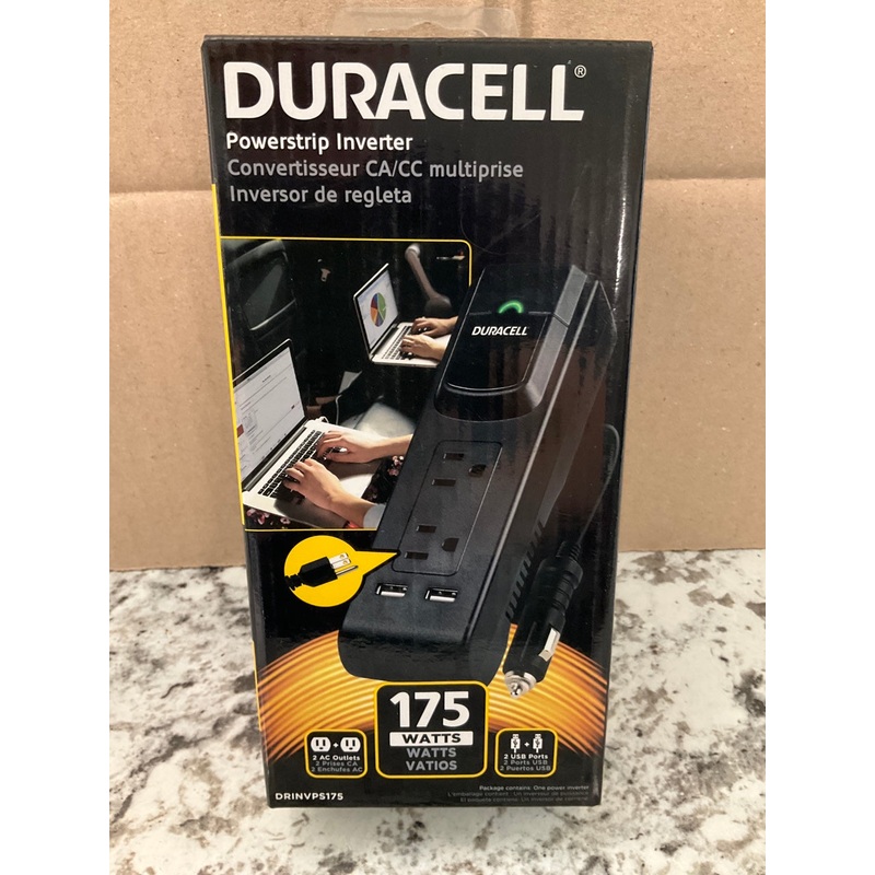 Duracell DRINVPS175  175W Powerstrip Inverter With AC Outlet & 2.1 Amp USB Ports