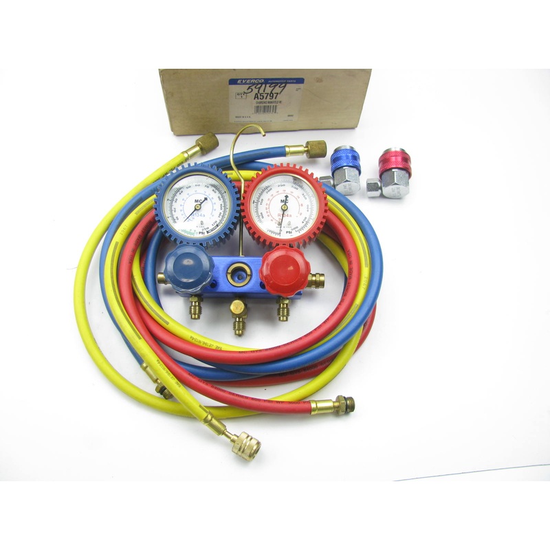 Everco A5797 Aluminum Fahrenheit Manifold Gauge Set With Coupler & Hoses