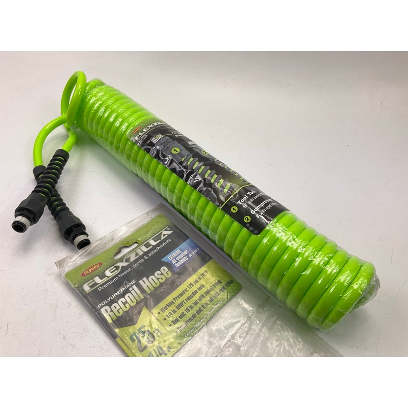Flexzilla LP1425AFZ Polyurethane Recoil Air Hose 1/4'' X 25Ft, 1/4'' MNPT Fittings