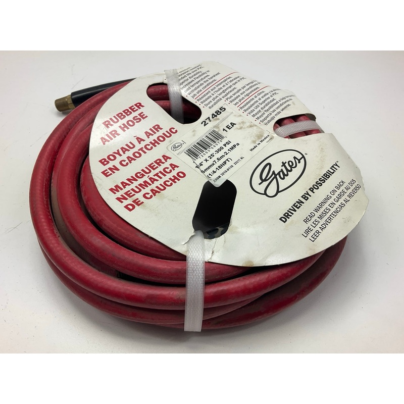 Gates 27485 Safety Stripe Professional Air Tool Hose, 1/4'' X 25', 300 PSI