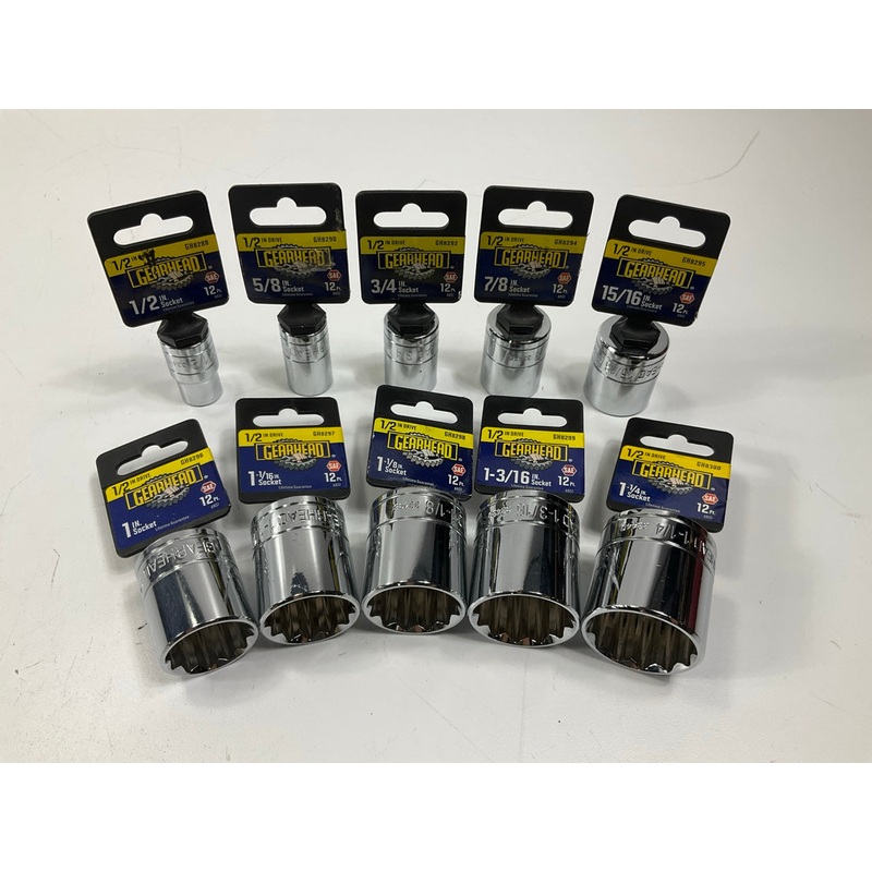 Gearhead 1/2'' Drive SAE 10-Piece 12-point Socket Set - 1/2'' Through 1-1/4''