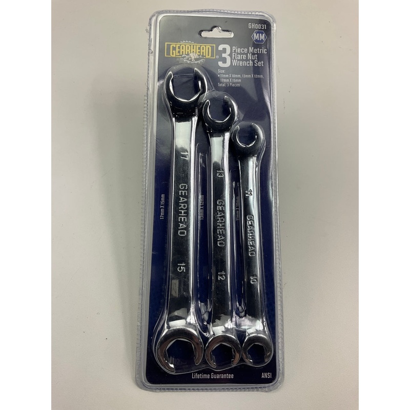 Gearhead GH0031 Metric Flare Nut Wrench Set, 3-Piece
