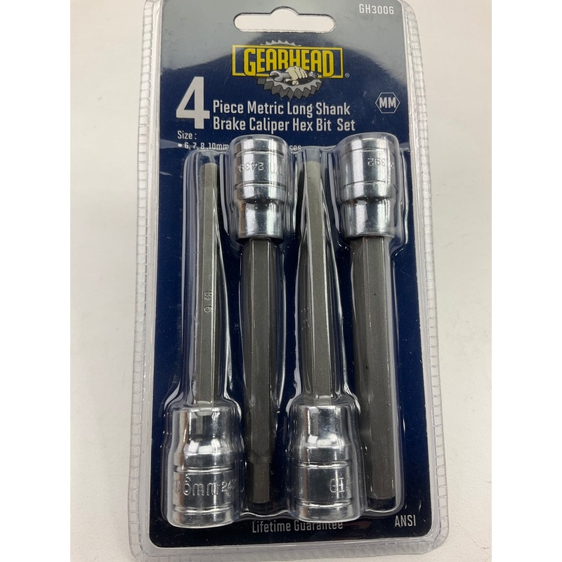 Gearhead GH3006 Metric Long Shank Brake Caliper Hex Bit, 4-Piece