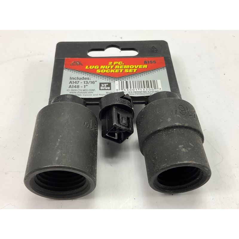 CTA Tools A155 2 Pc. Stripped Wheel Lug Nut Remover Socket Tool Set, 13/16'' & 1''