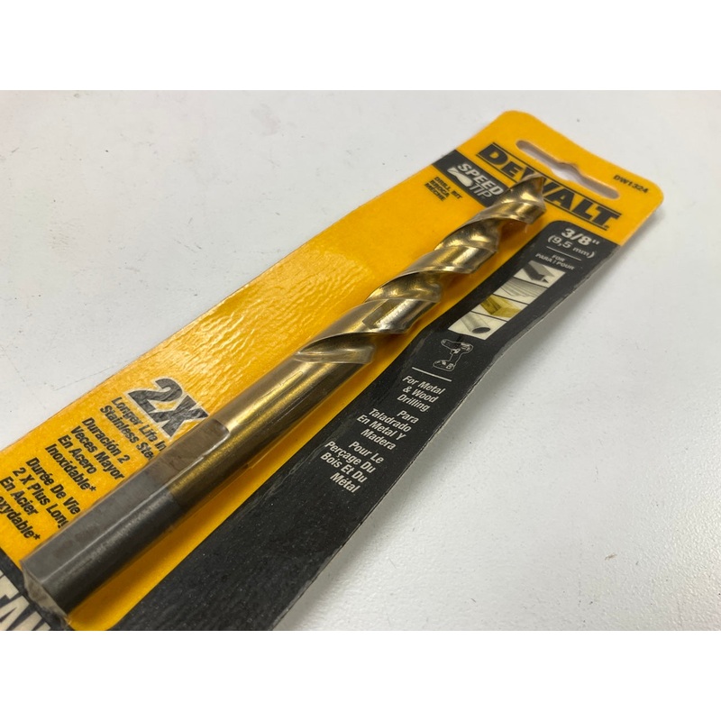Dewalt DW1324 3/8'' Titanium Coated Split Point Drill Bit, 5-7/8'' Long