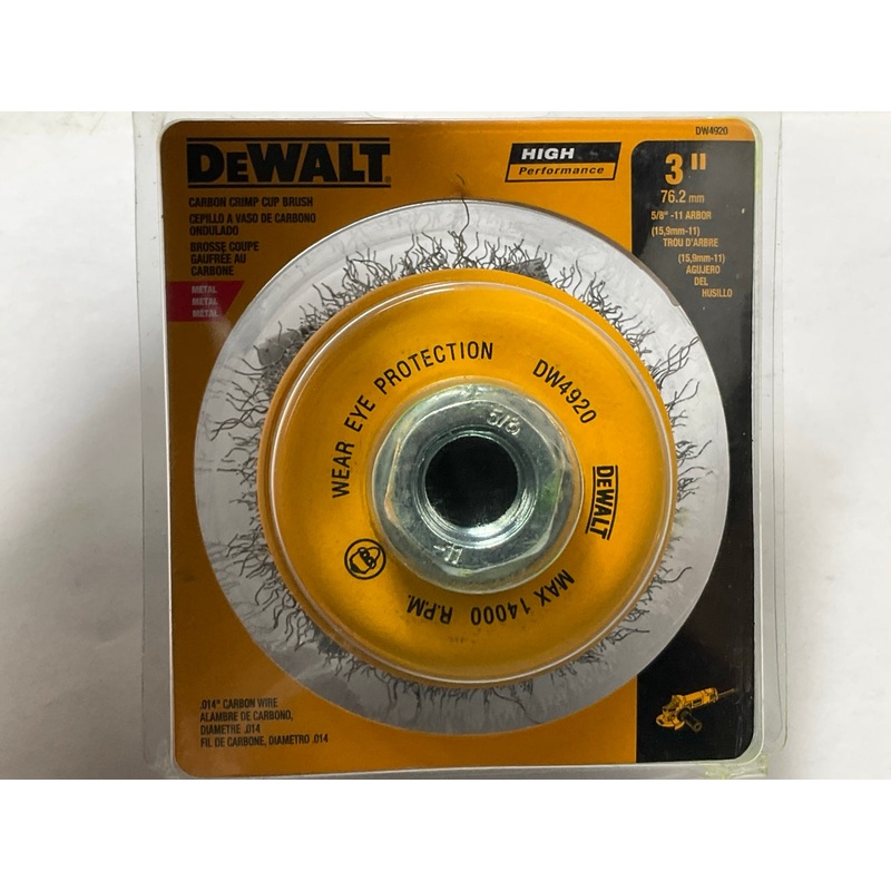 Dewalt DW4920 3''  Crimped Wire Cup Brush, .014'' Wire, With 5/8-11 Arbor