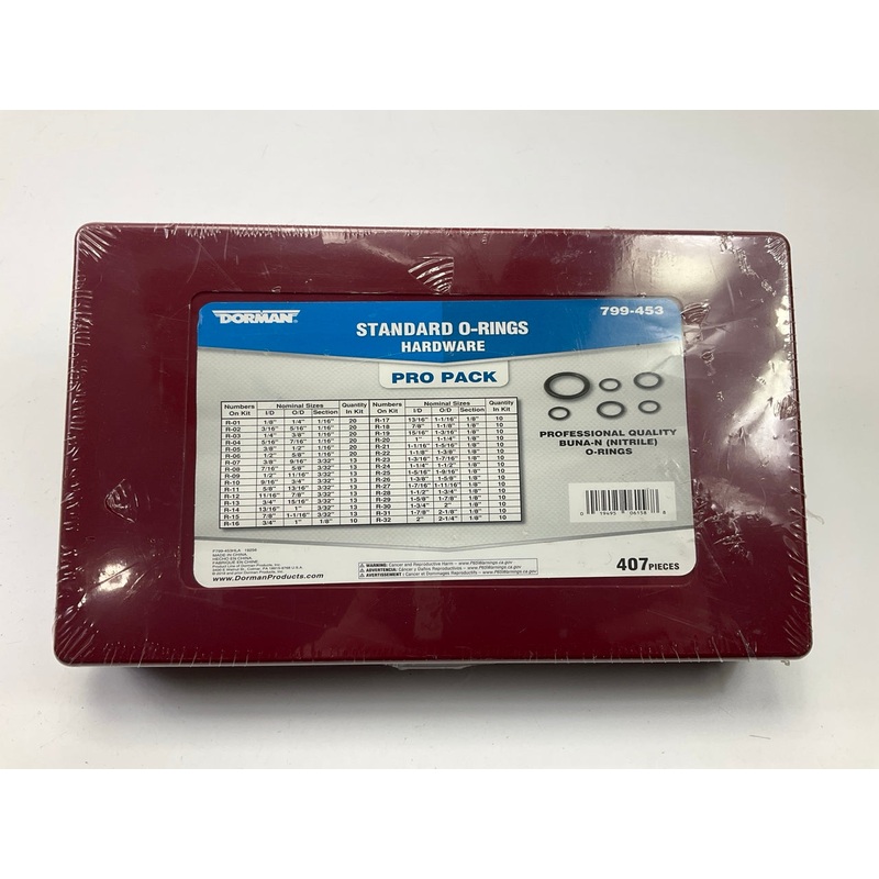 Dorman 799-453 O-Ring Seal Assortment Pack, 407 Pieces, Professional Nitrile