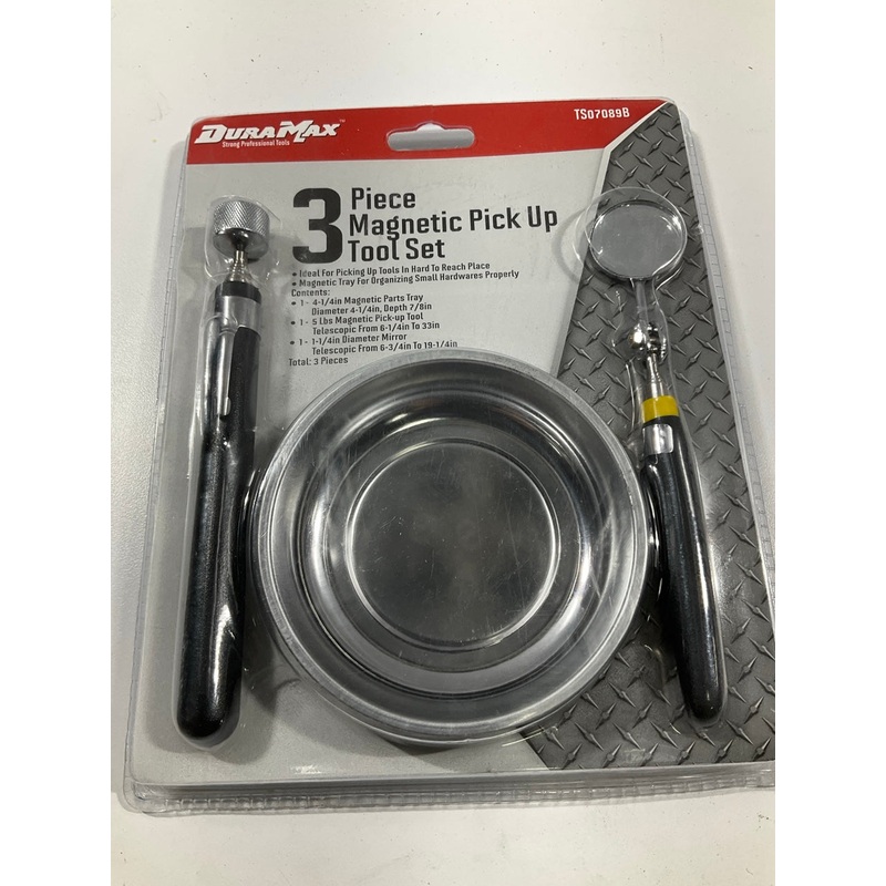 Dura Max TS07089B 3-piece Magnetic Pickup Tool Set W/ Magnetic Tray & Mirror
