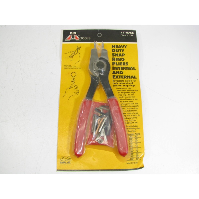 Big A 17-8765 Heavy Duty SNap Ring Pliers Internal & External - Reversible USA