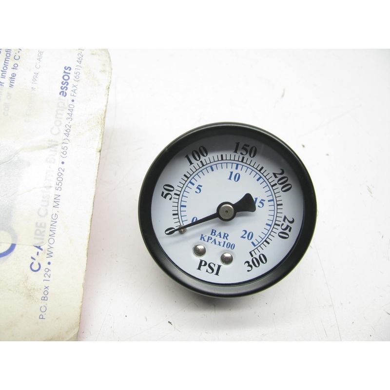 C-Aire 260-3002 Center Mount 300 PSI Gauge 1/4''