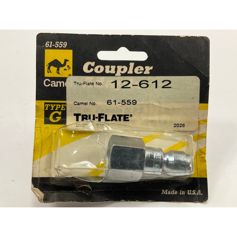 Camel 61-559  3/8'' T-style Tru-Flate Type Air Tool Coupler Adapter Plug 12-612
