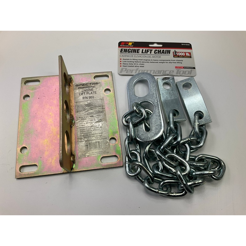 Carburetor Engine Lift Plate 2-BBL /4-BBL + 34'' Engine Lift Chain 1000 Lbs Max