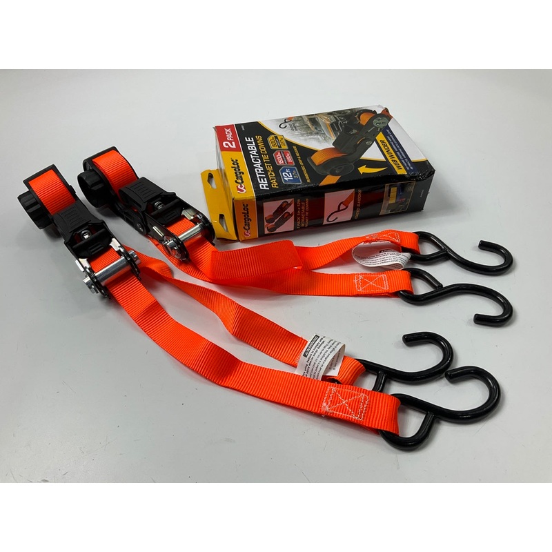 CargoLoc 84050 Ratchet Tie Downs Straps 2 Pc. 12' X 500 Lbs Load Limit - S-Hooks