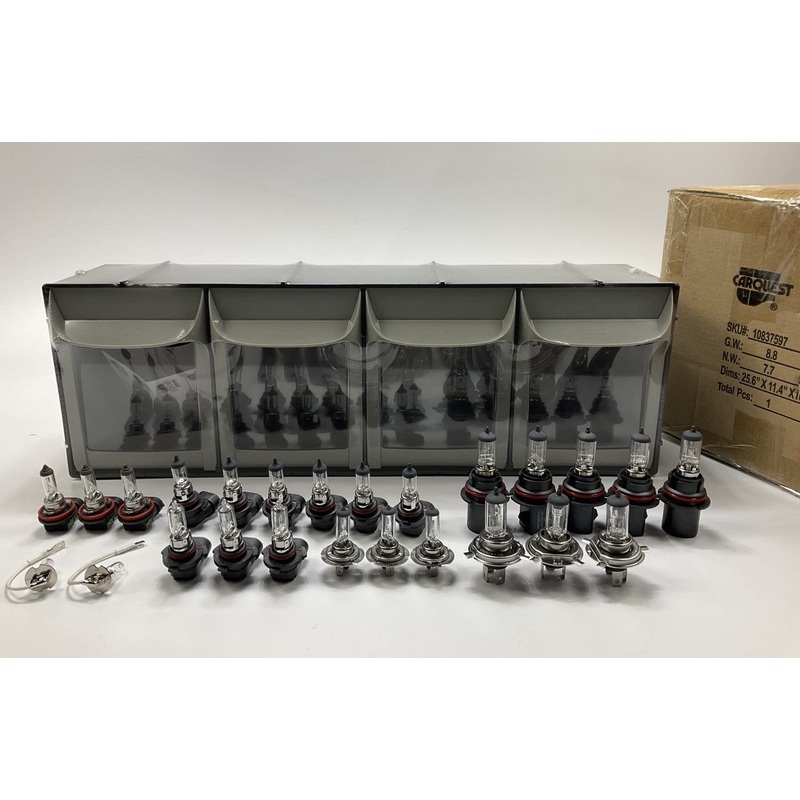 Carquest 2014LTCB Halogen Headlamp Light Bulb Assortment Cabinet Bins, 25 Piece