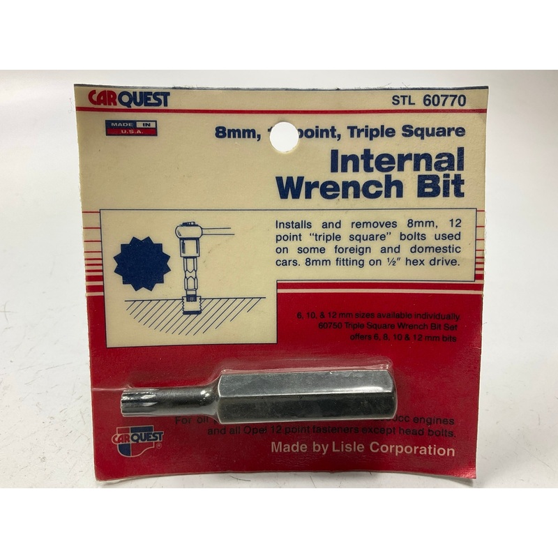 Carquest (Made By Lisle) 60770 8mm Triple Square Internal Wrench Bit, USA MADE