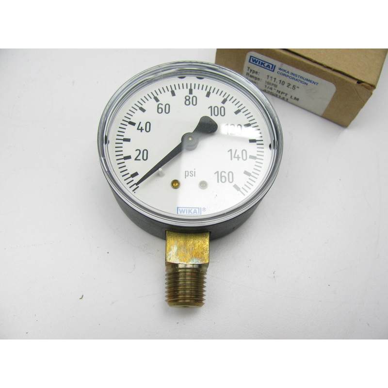 Wika 4253141 2.5'' 111.10 Series Utility Gauge 1/4'' NPT Lower Mount 160 Psi