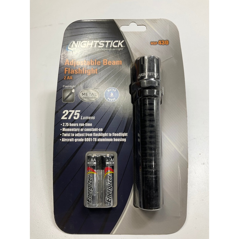 Bayco NSP-430 Nightstick Adjustable Beam Flashlight, 275 Lumens, 2 AA Batteries