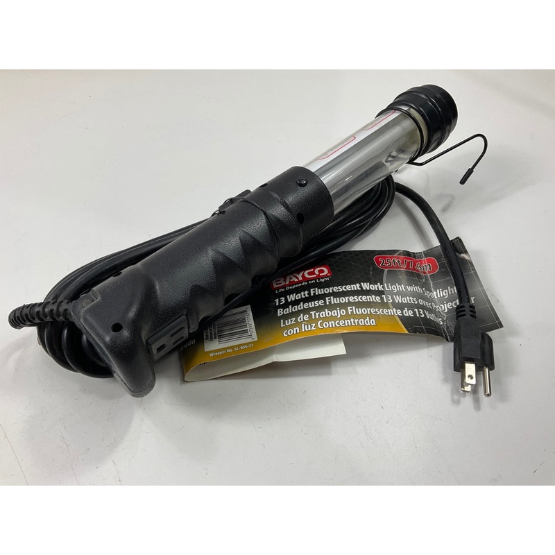 Bayco SL-935 13w Fluorescent Work Light W/spotlight & Single Outlet