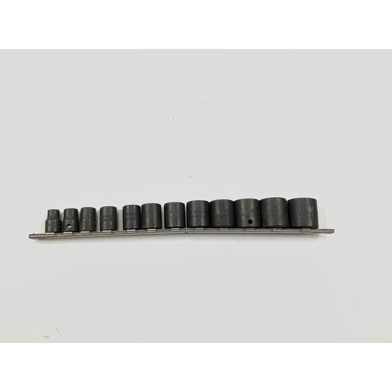 USED - Snap-On Shallow 6-Point Impact Socket Set & Rail, 3/8'' Drive, 5/16'' To 1''