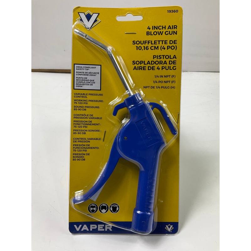 VAPER 19360 4'' Air Blow Gun - Variable Pressure Control
