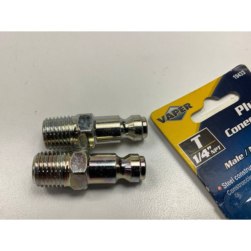 Vaper 19433 T-Style 1/4'' NPT Male Air Line Plugs, 2 Piece