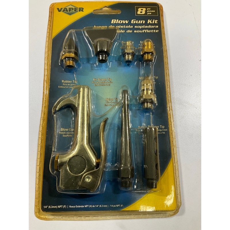 Vaper 19436 8-Piece Blow Gun Kit For Mechanic / Auto Shop