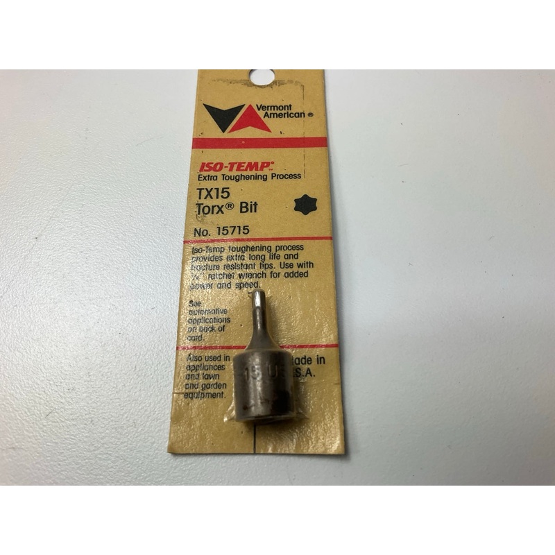 Vermont American 15715 TX15 Torx Bit, 1/4'' Drive - MADE IN USA