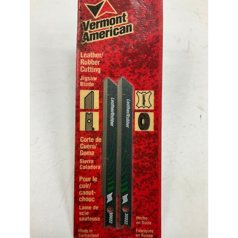 Vermont American 30022 Leather / Rubber Jigsaw Blade, U Shank, 2 PACK