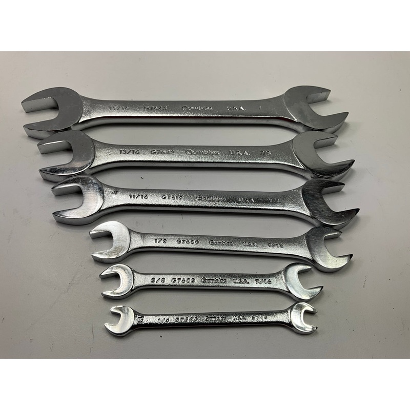 VINTAGE - Gambles 6 Piece Double Open-End Wrench Set, 1/4'' To 1'' - MADE IN USA