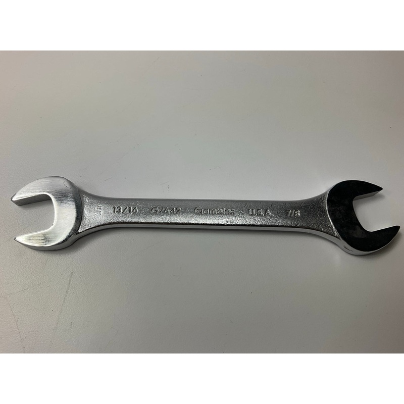 VINTAGE - Gambles G7642 Double Open-Head Wrench, 13/16'' & 7/8'' - MADE IN USA