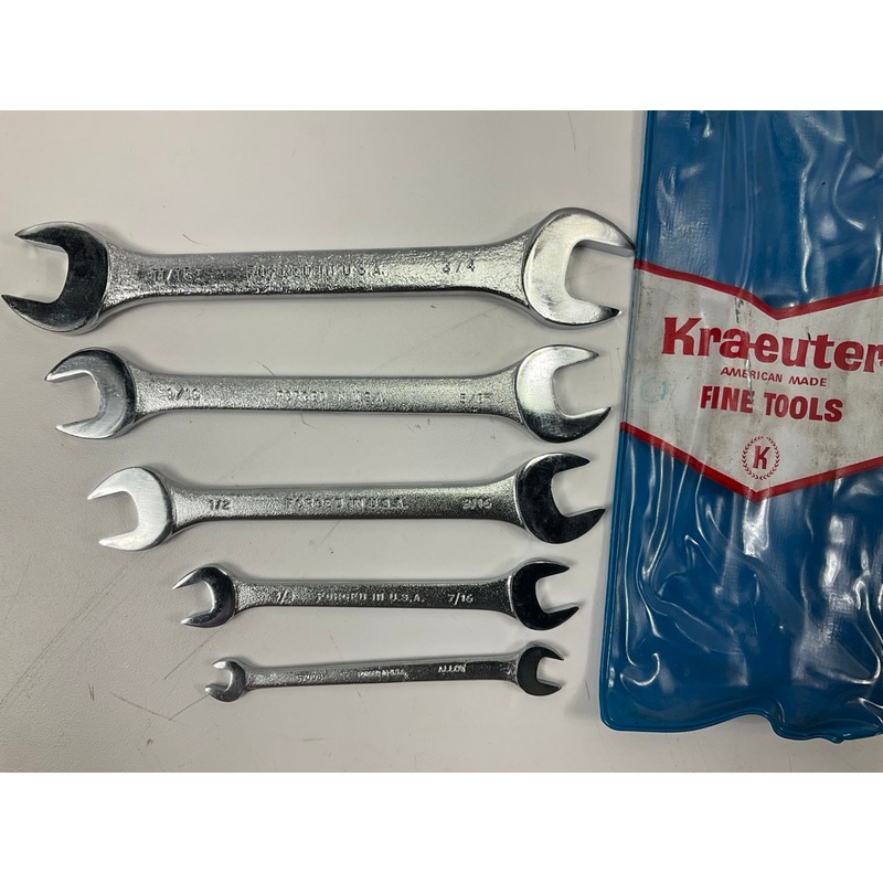 VINTAGE Kraeuter 57505 Double Open Ended Wrench Set, 1/4'' To 3/4'' - MADE IN USA