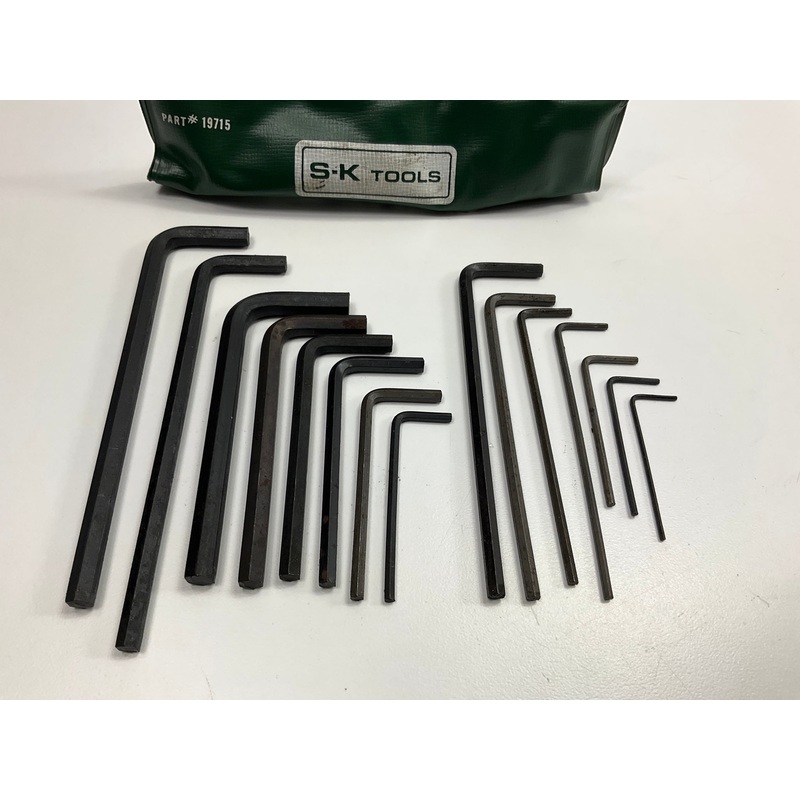 VINTAGE SK 19715 15 Piece Long & Short Hex Key Set, 3/64'' To 1/4'' - MADE IN USA