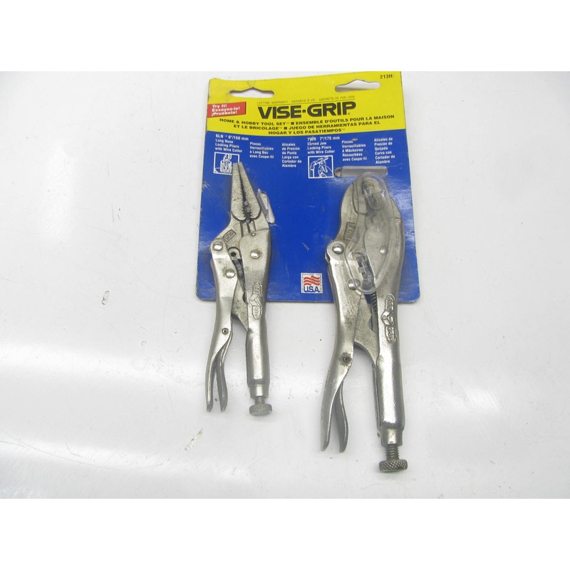 Vise-grip 213H 6'' Long Nose & 7'' Curved Jaw W/ Wire Cutter Pliers - MADE IN USA