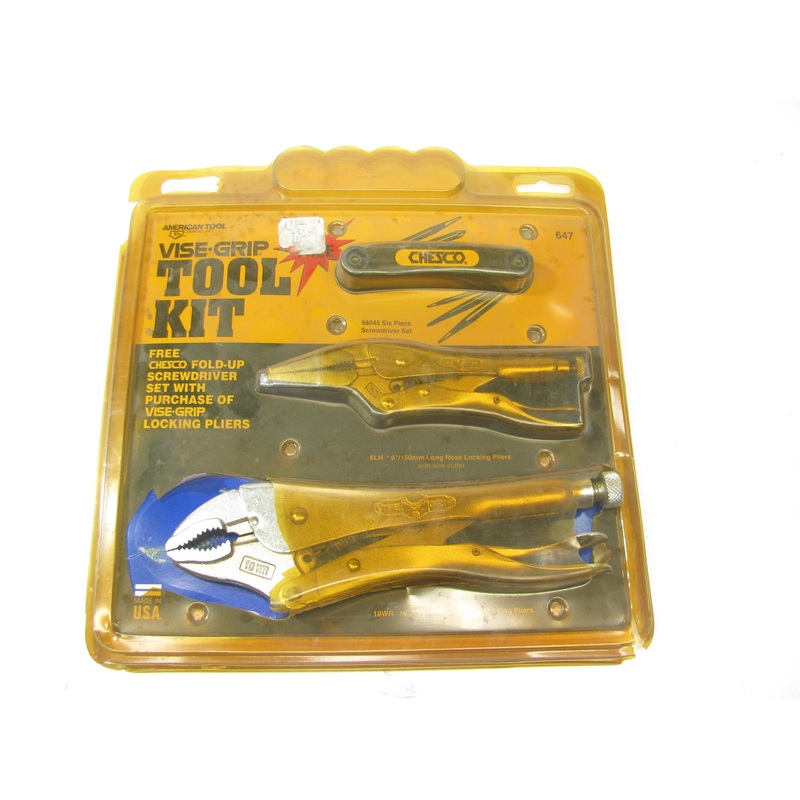 Vise-grip 647 Long Nose Curved Jaw & Foldable Screwdriver Tool Kit - Made In USA