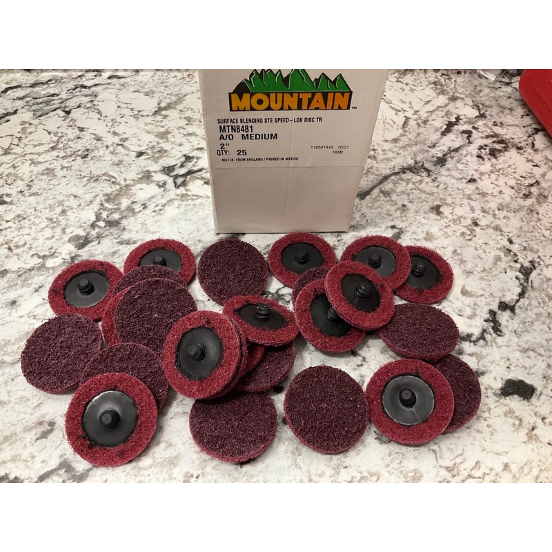 25 Pcs Mountain MTN8481 2'' Medium Grit Surface Sanding Blending Discs Speed-Lok