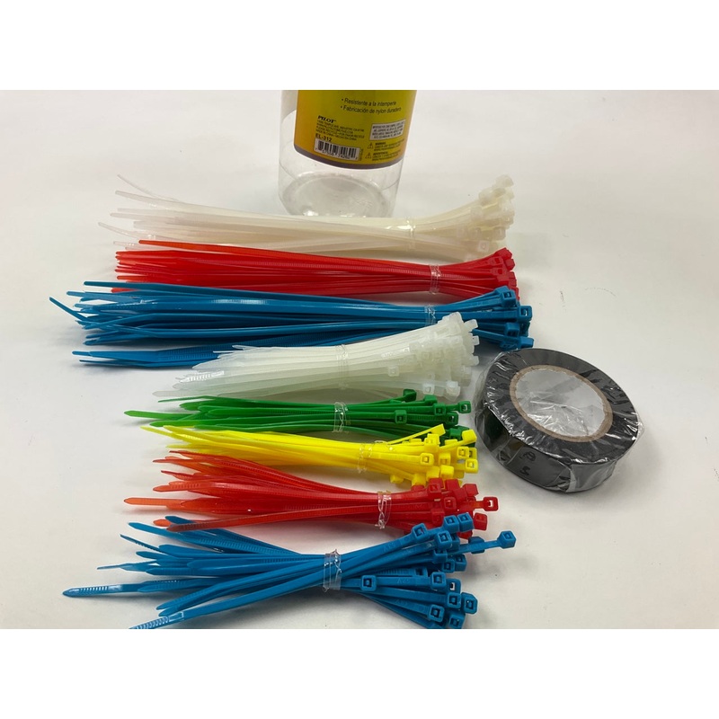 300 Pcs Mixed Zip Ties, 4'' And 8'' Long, Different Colors + Free Electrical Tape