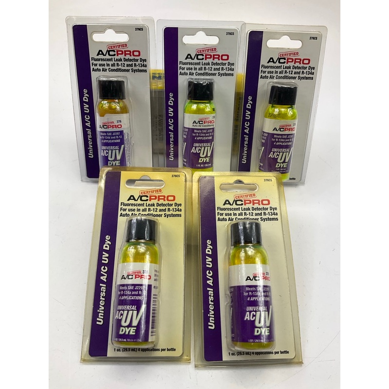 5 / PACK - AC Pro 376CS Car Air Conditioner Leak Detector UV Dye, 1 Oz Bottle