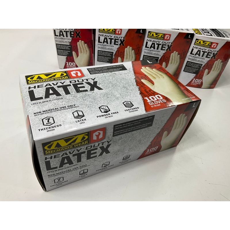 5 PACKS Of 100 Mechanix Wear D14-00-010-100  7 Mil Heavy Duty Latex Gloves LARGE
