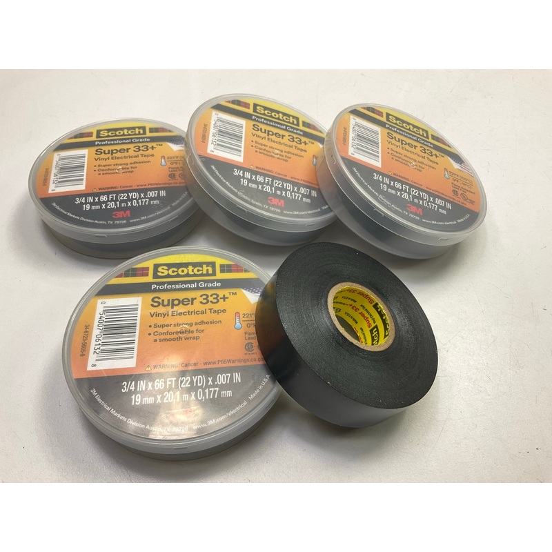 5 Rolls - 3M Scotch Super 33+ Vinyl Electrical Tape,  3/4 In X 66 Feet ( 22 Yds)