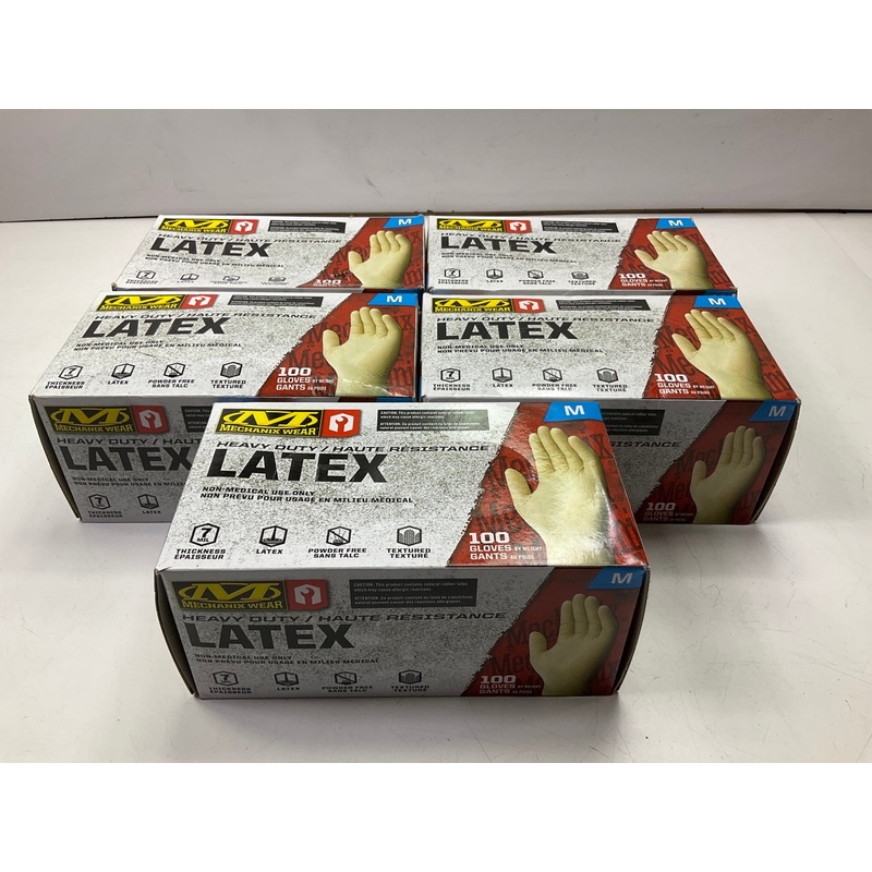 500 Pack - Mechanix Wear D04-00-009 100 Latex Work Gloves, 7 Mil, Size MEDIUM