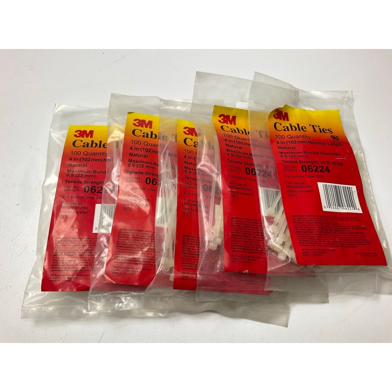 500 Total - 3M 06224 4'' White Cable Ties