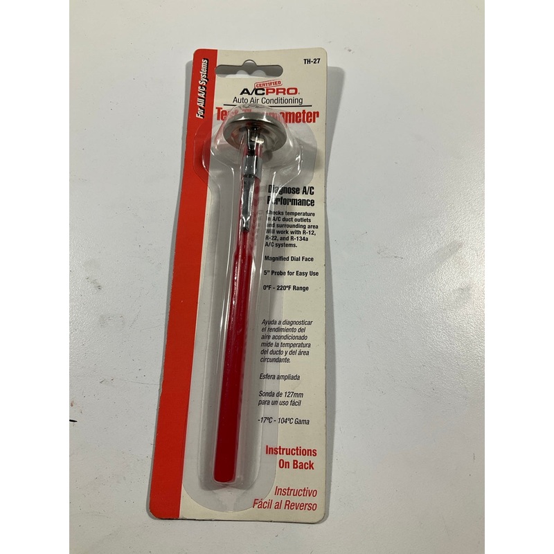 A/C Pro Car Air Conditioner A.C Test Temp. Thermometer W/ 5'' Probe - 0-220 Range