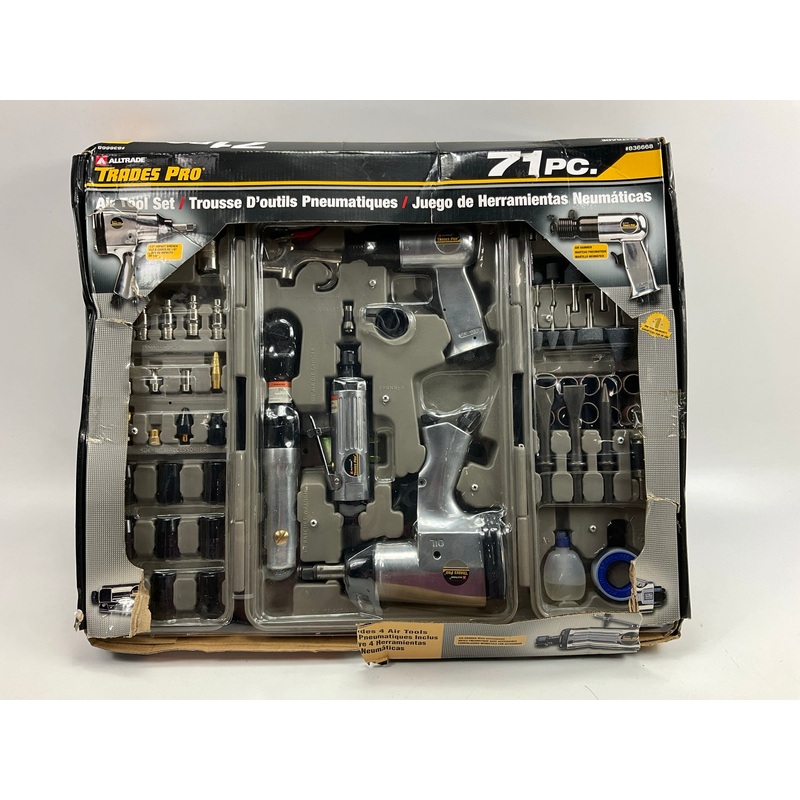 Air Tool & Accessories Kit, 71 Piece, Impact Wrench, Air Ratchet, Die Grinder