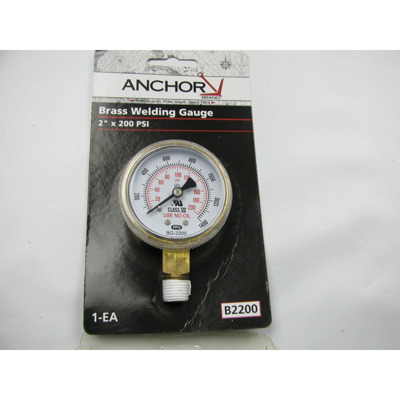 Anchor B2200 Brass Welding (Replacement) Gauge - 2 Inch X 200 PSI